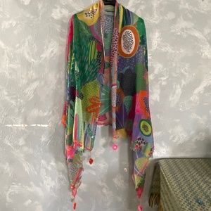 Vilagallo beach scarf wrap spring summer fruity pattern lightweight